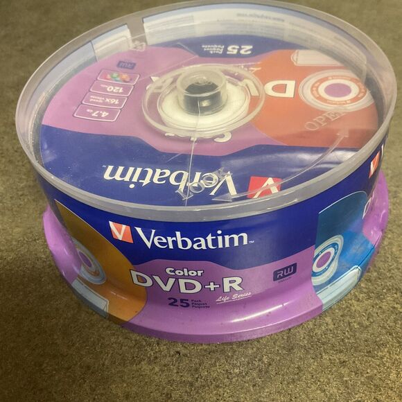 Verbatim - 25 Count Spindle - DVD-R - 4.7 GB 16X Life Series - New/Sealed - Picture 1 of 4